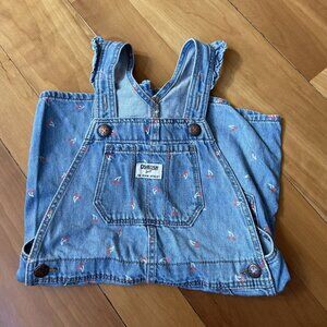 OshKosh Bgosh Girls Cherry Print Denim Shortalls Overalls